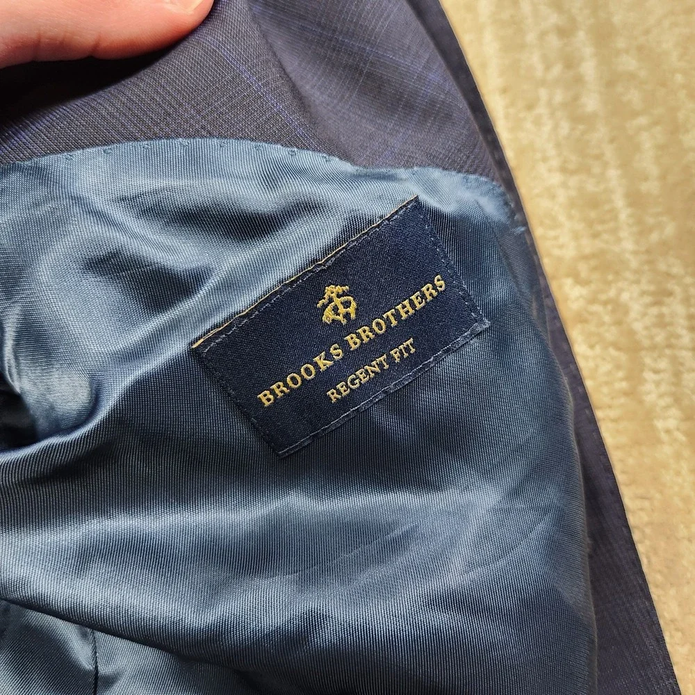 Brooks‎ Brothers Blazer Men 44R Blue Plaid Tollegno Wool Regent Fit *READ
